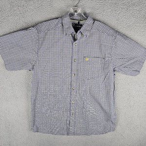 Ariat Pro Series Mens Button Down Shirt Check Large L Short Sleeve Stretch